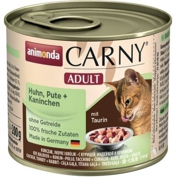 【ANIMONDA】卡恩CARNY主食罐200g－雞肉+火雞肉+兔肉