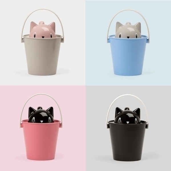 買就送飼料專用保鮮碳片【Crick】童趣貓咪造型儲糧桶/飼料桶(附大杓子)