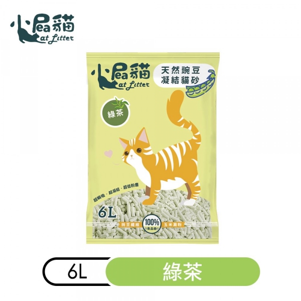 小屁貓 天然豌豆凝結貓砂 綠茶6L