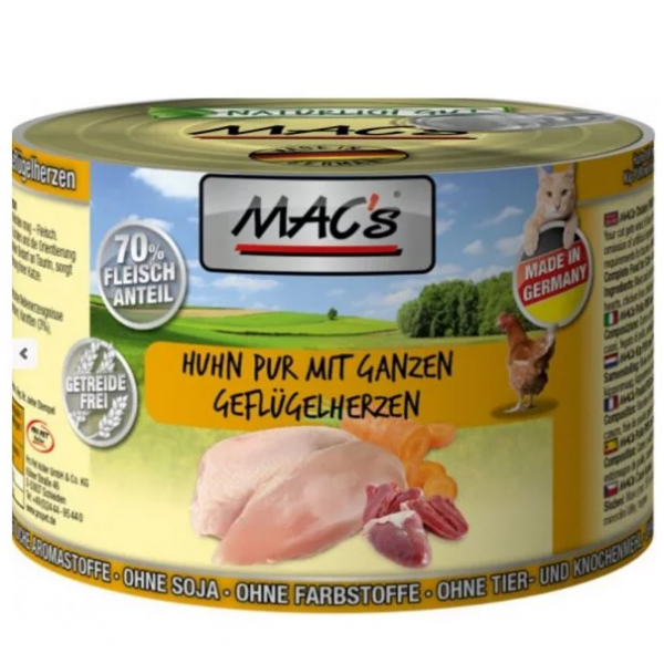 MAC'S德國馬克無穀主食貓罐(雞肉+雞心) 200g