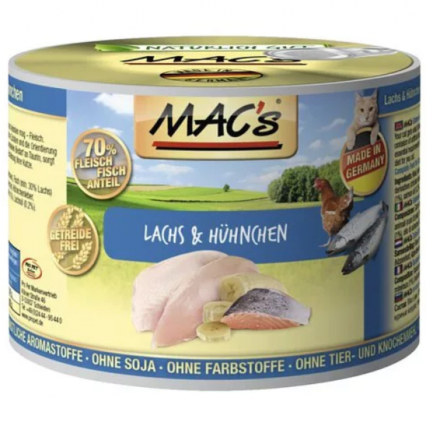 MAC'S德國馬克無穀主食貓罐(鮭魚+雞肉) 200g