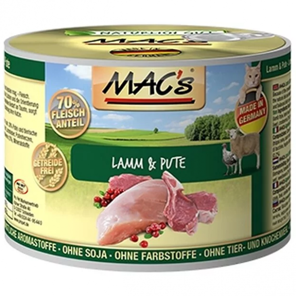MAC'S德國馬克無穀主食貓罐(羊肉+火雞肉) 200g