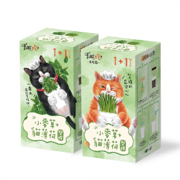 易特廚 小麥草+貓薄荷雙拼組 栽種盒