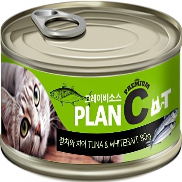 韓國PlanCat 無穀貓罐 (鮪魚+吻仔魚) 80公克