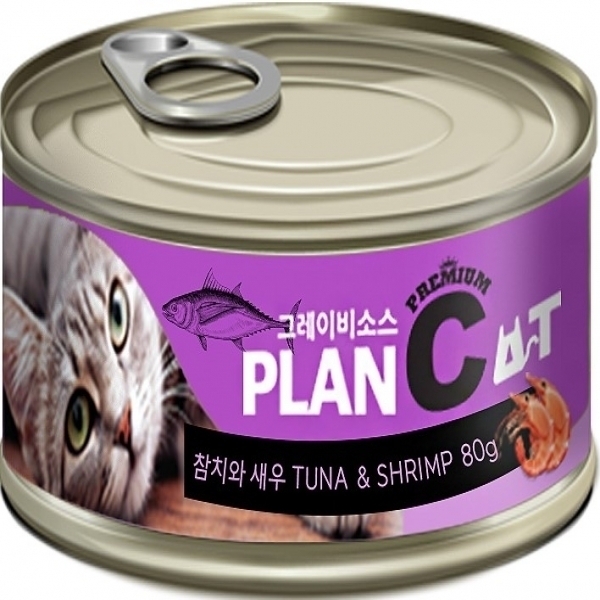 韓國PlanCat 無穀貓罐 (鮪魚+蝦子) 80公克